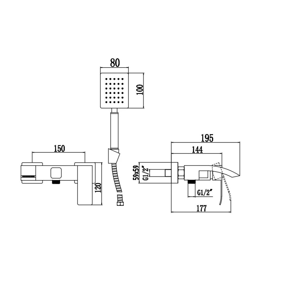 Смеситель для ванны Fmark FS8624-1, сатин