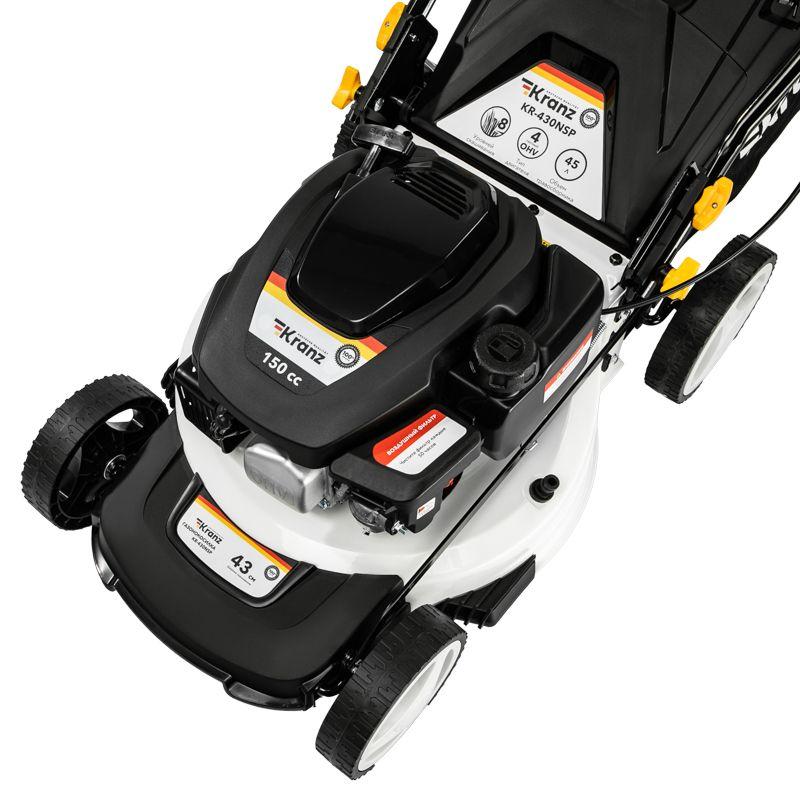 Газонокосилка бензиновая KR-430NSP несамоходная 150куб.см 43см Kranz KR-16-1235