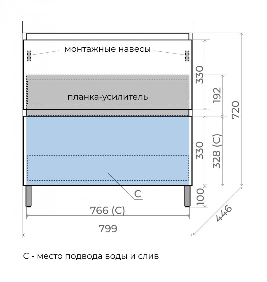 Тумба напольная "Манхэттен 80" ЭМАЛЬ под ASTI 80 2 ящика PLUS олива