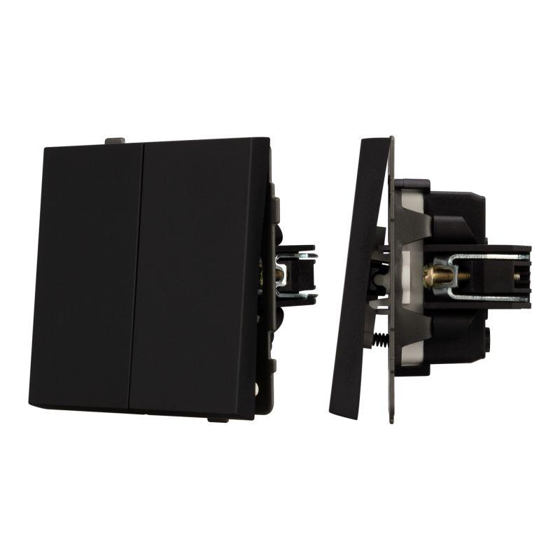 Механизм выключателя двухклавишный непроходной SWT-TENDO-MK02-SFPL-BK 230В 10А Arlight 054544