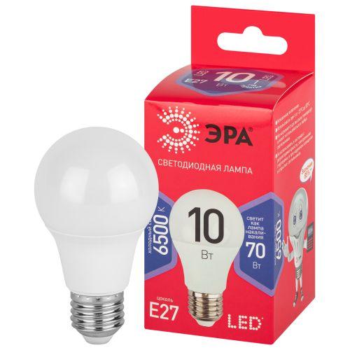 Лампа светодиодная RED LINE LED A60-10W-865-E27 R 10Вт A60 груша 6500К холод. бел. E27 Эра Б0045324