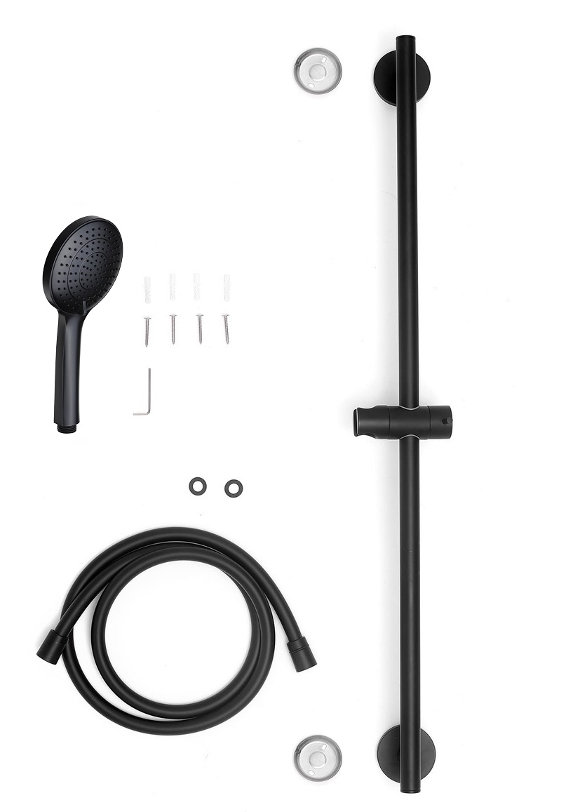 ZSAL146NO Душ.стойка из латуни GINEVRA 755мм, фиксаторы неподвиж. из металла, поворот.подвиж.крепл.для душа, душ GINEVRA из ABS 3 режима, диам.110мм, шланг из PVC 1500мм