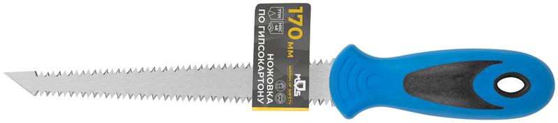 Ножовка ручная узкая для гипсокартона прорезиненная ручка 170мм MOS 15374М