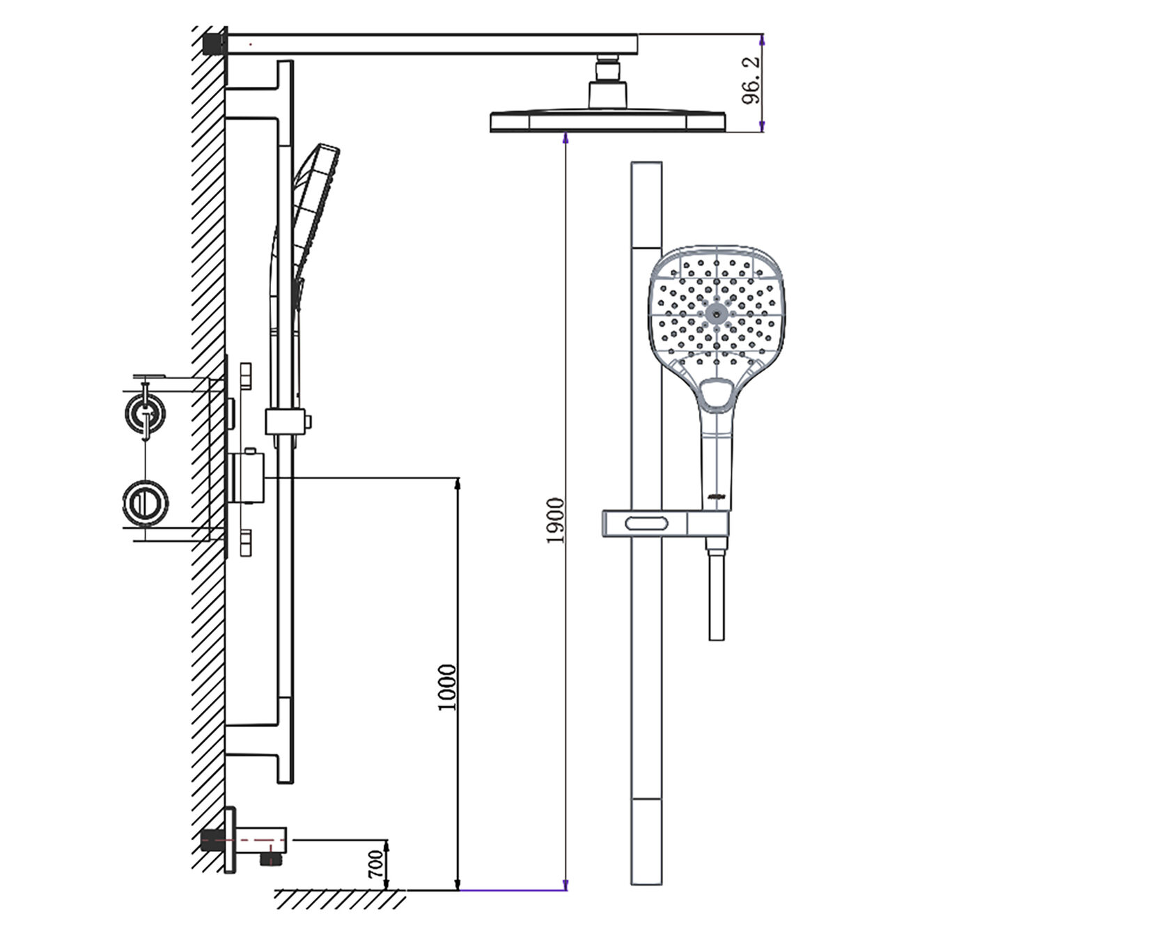 Душевой комплект ARROW AG3733SHMB-1 c внутренней частью, черный матовый