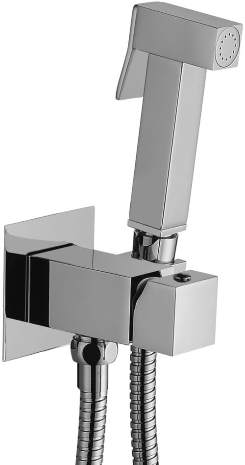 Set гигиен. Душа TWEET SQUARE  MIX душ и держатель из металла, шланг металл 1200мм, co СМЕСИТЕЛЕМ, цвет хром