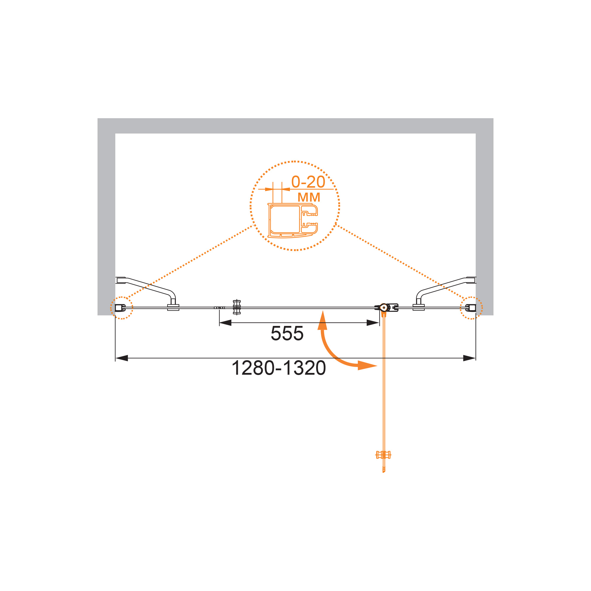 Душевая дверь CEZARES ELENA-W-B-13-40+60/30-P-Cr-R