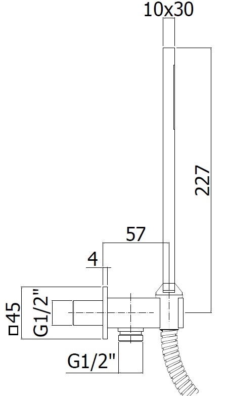 Набор ручного душа+водорозетка с подключением для воды и креплением из металла, душ металл PREMIUM, шланг металл 1500мм, цвет черный матовый