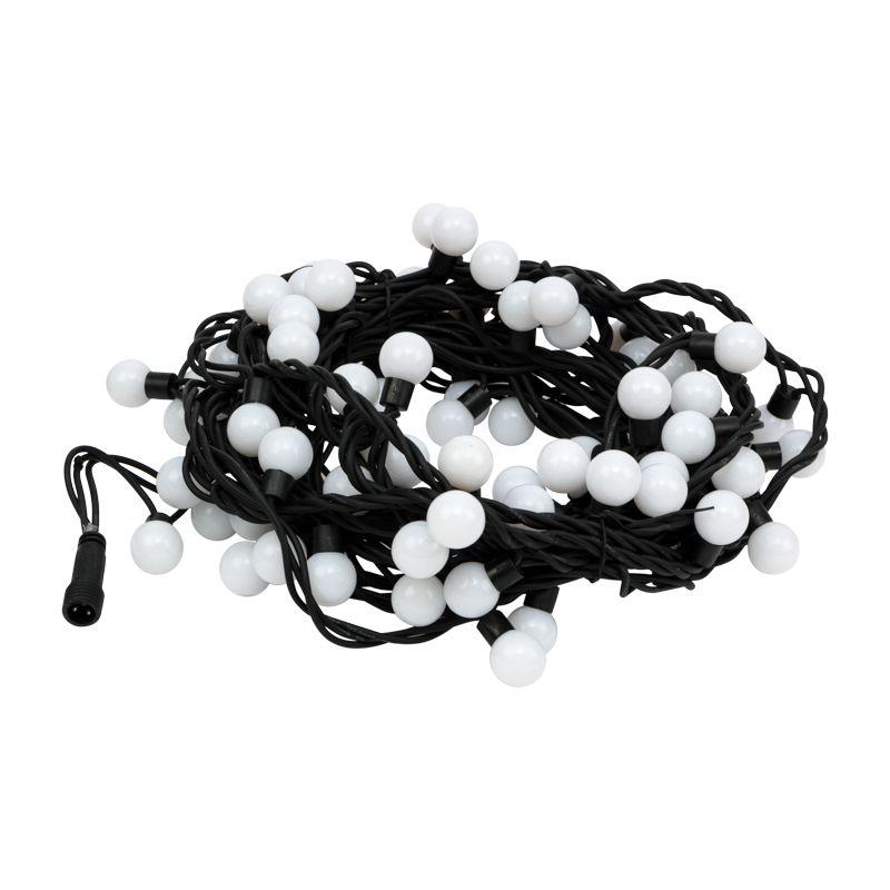 Гирлянда светодиодная "Мультишарики" 10м d23мм 80LED тепл. бел. 230В IP67 постоян. свечение провод каучук черн. соединяется (нужен шнур питания 315-000) Neon-Night 303-596