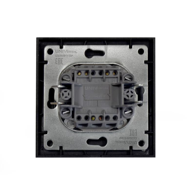 Переключатель проходной 1-кл. СП Бриллиант 10А IP20 в сборе графит Universal 7947373-Gr