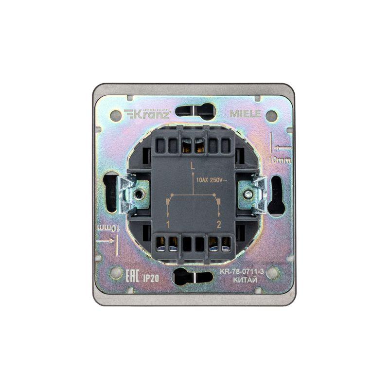 Выключатель для жалюзи 2-кл. СП ROUND MIELE 10А возвратный оникс Kranz KR-78-0711-3