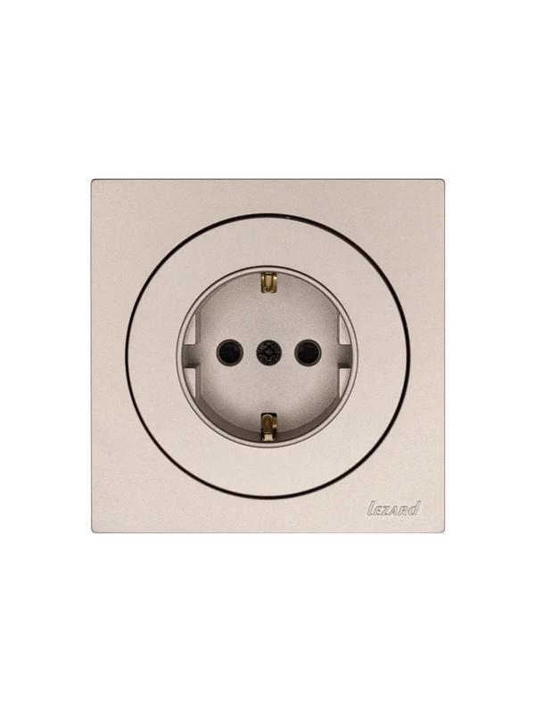 Розетка 1-м OSEN IP20 16А с защ. шторками ПБТ механизм титан LEZARD 743-3788-124B