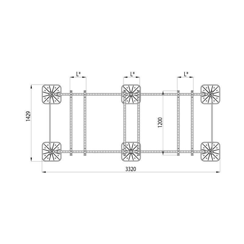 Конструкция опорная для установки оборудования TECHNORAPTOR FOOT 3000х1200 тип 2 HD КМ TR0262