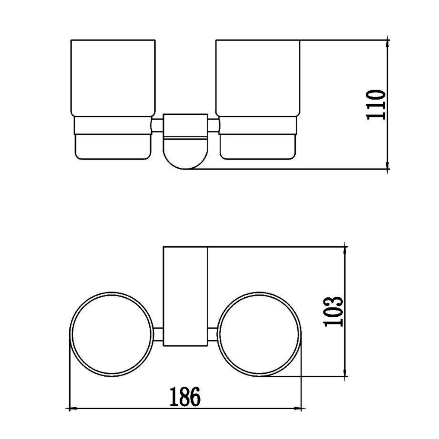 Стакан для ванной комнаты двойной Savol S-007368, хром