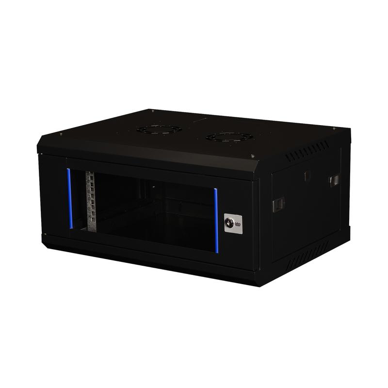 Шкаф телекоммуникационный настен. 19дюйм 4U 280х600х450мм дверь стекло черн. Datarex DR-630001