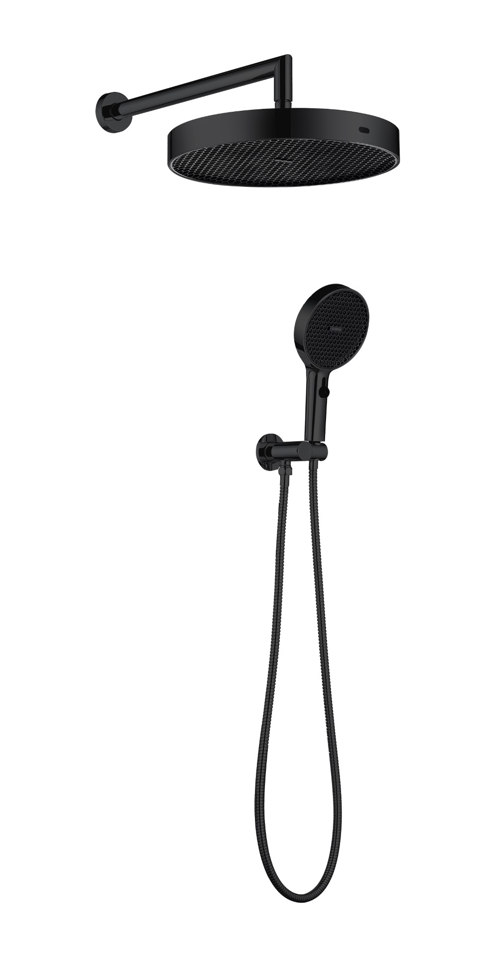 Лейка ручная+верхняя+выпуск+шланг SHINE GUN METAL