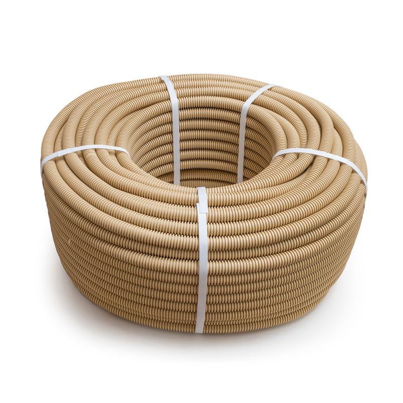 Труба гофрированная ПП легкая d16мм с протяжкой 350 Н негорюч. (НГ) стойкая к УФ сосна (уп.100м) Промрукав PR02.01181