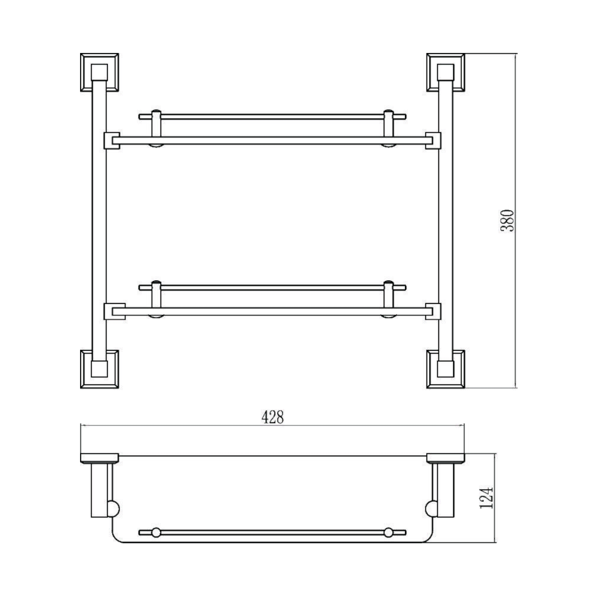 Полка стеклянная Savol S-09522, хром