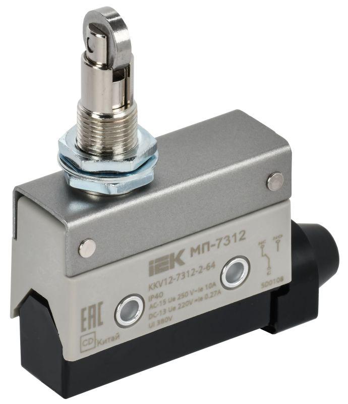 Микропереключатель концевой МП-7312 IP40 вертикал. толкатель с нажимным роликом резьбовое крепление IEK KKV12-7312-2-64