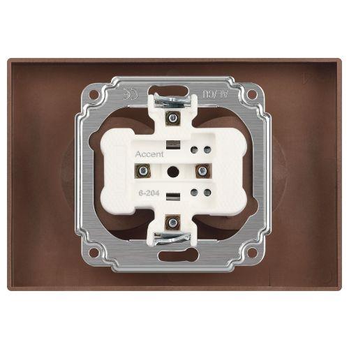 Розетка 2-м СП Accent 6-204-08 16А IP20 250В 2P AL/CU бронза Intro Б0063472