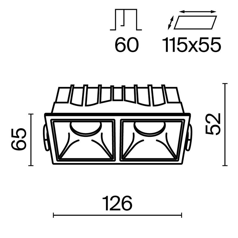 Светильник Alfa LED 2х10Вт 3000К 36град. Dim Triac встраив. Maytoni DL043-02-10W3K-D-SQ-W