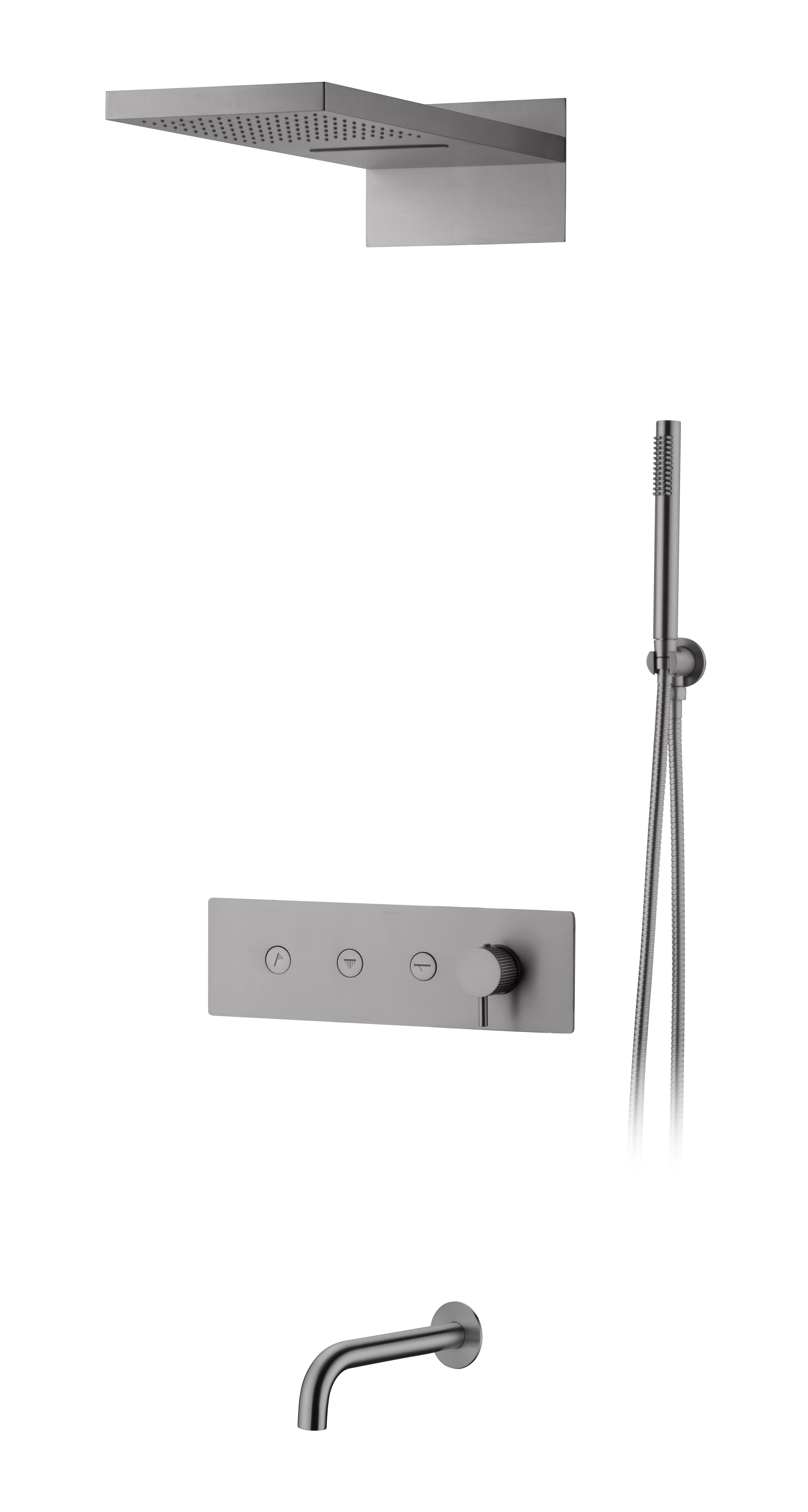 Встроенная душевая система FUSION, трехпозиционная Matt Gold с изливом