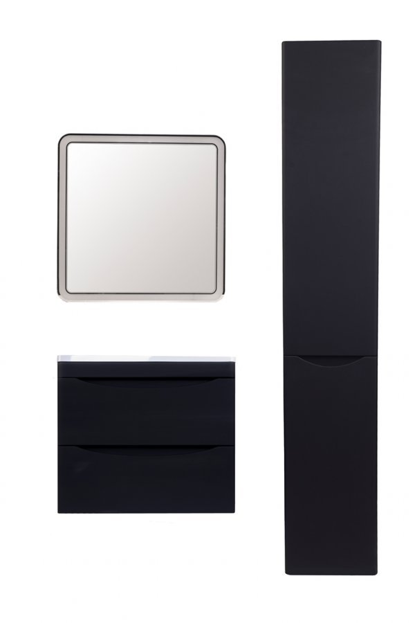 Тумба подвесная "Бергамо мини 70" (2 ящ.) Люкс антискрейтч черный, PLUS