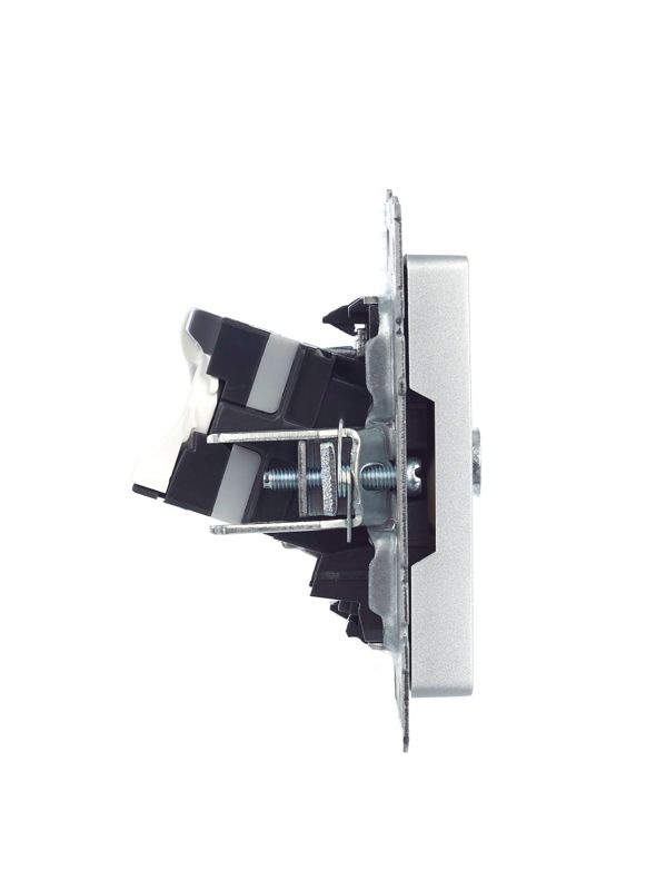 Розетка компьютерная + телевизионная 2-м Brite РТВ/РК12-БрА RJ45 кат.5E + TV механизм алюм. IEK BR-AK20-1-K47