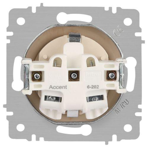 Розетка 1-м СП Accent 6-202-03 16А IP20 250В 2P+E Schuko алюм. Intro Б0063686
