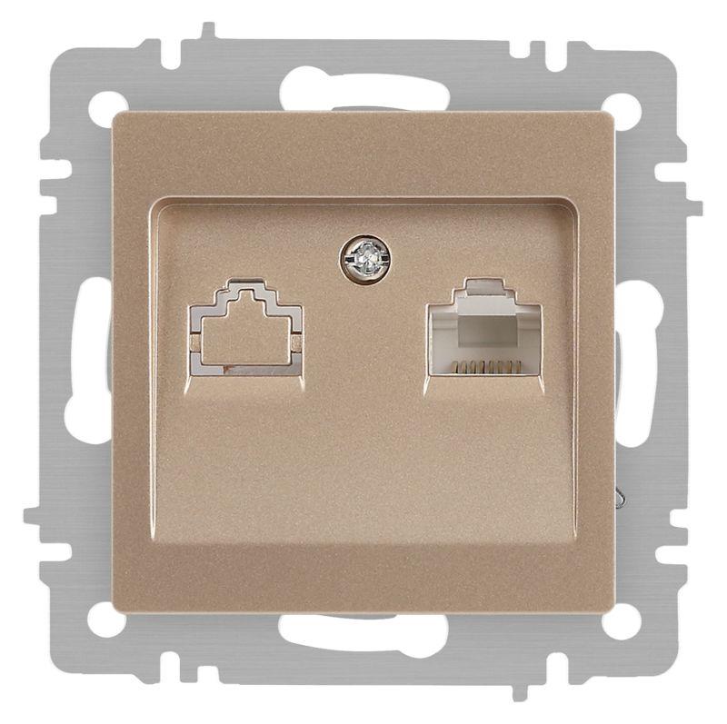 Розетка компьютерная 1-м СП Accent 6-303-04 RJ45 IP20 шампань Intro Б0063632