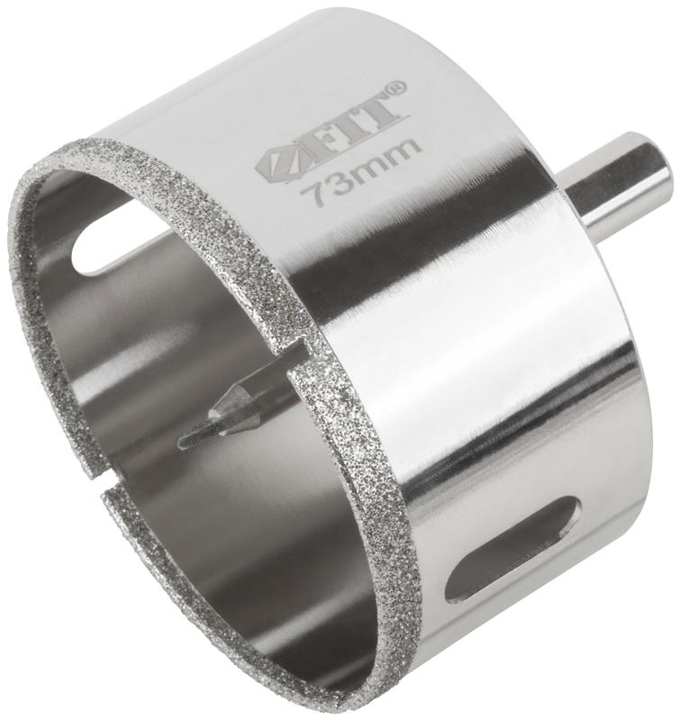 Коронка кольцевая по керамограниту камню и кафелю алмазная с центровочным сверлом 73х70мм FIT 16227