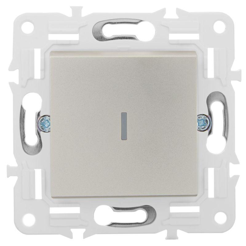 Выключатель 1-кл. SKANDY 10А SK-V07Sh с индикацией шампань IEK SK-V10-1-10-K37