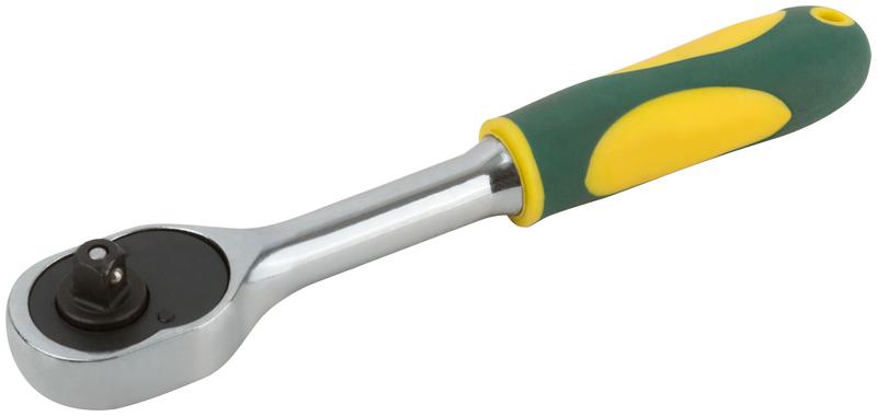 Вороток (трещотка) CrV механизм пластиковая прорезиненная ручка 1/4дюйм 24 зубца FIT 62375