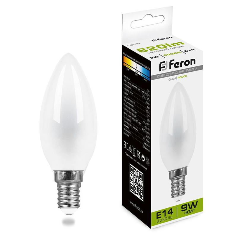 Лампа светодиодная 9Вт 230В E14 4000К матов. LB-73 FERON 25957