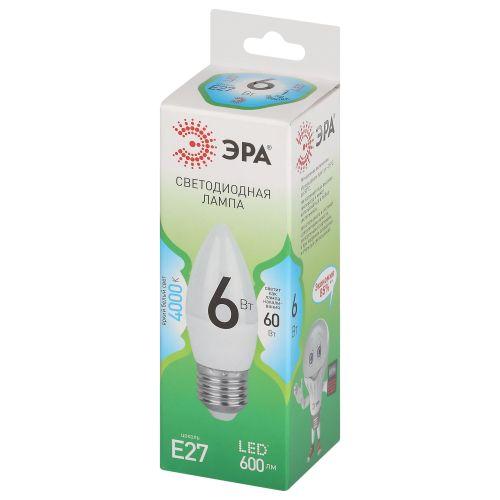 Лампа светодиодная GREEN LINE B35-6W-840-E27 GL 6Вт свеча 4000К яркий свет бел. E27 Эра Б0067132