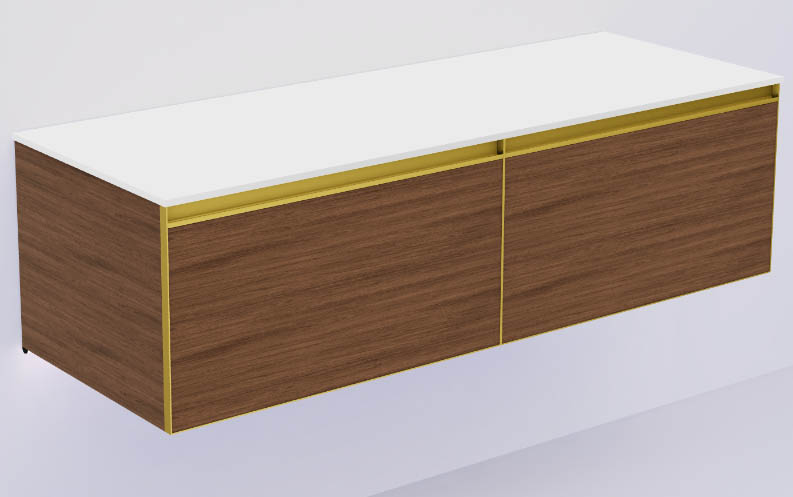 QUATRO 2 140см (70+70) тумба BILBAO профиль MATT GOLD + внутр. подсв.
