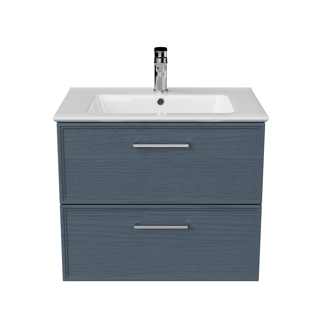 Тумба PIANO Classic подвесная 65 см, 2 ящика, ясень синий матовый