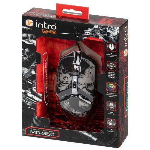 Мышь MG350 игровая проводная 1200-3600dpi с ковриком черн. Intro Б0056132
