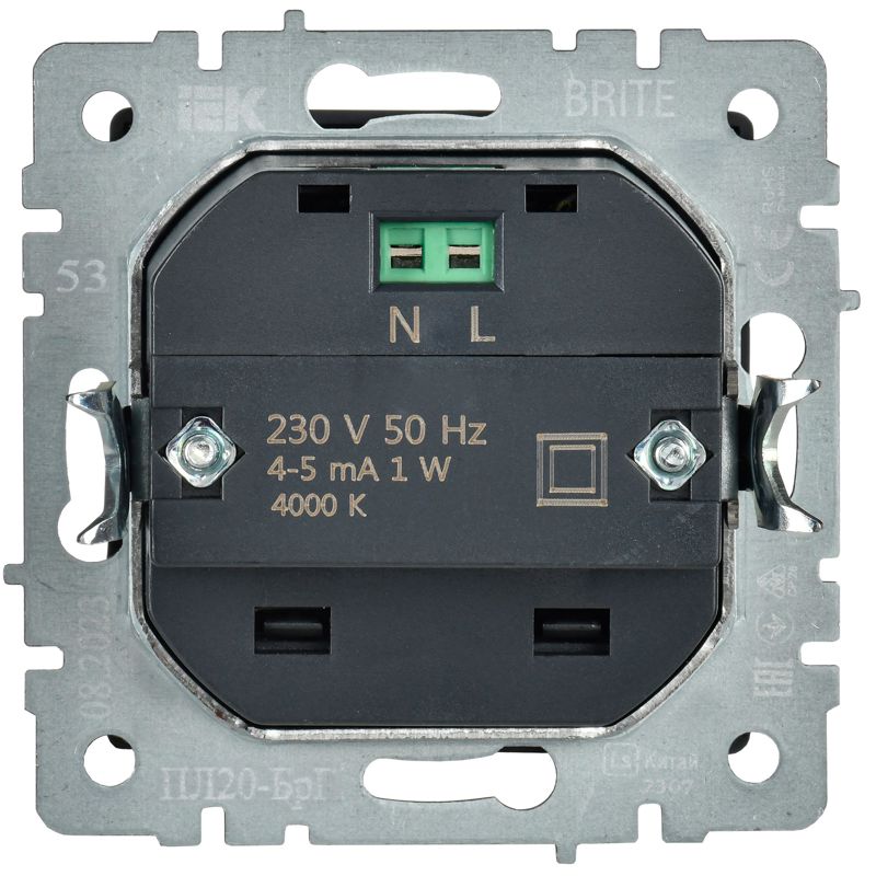 Подсветка светодиодная BRITE встраив. ПЛ20-БрГ механизм графит IEK BR-FL20-K53