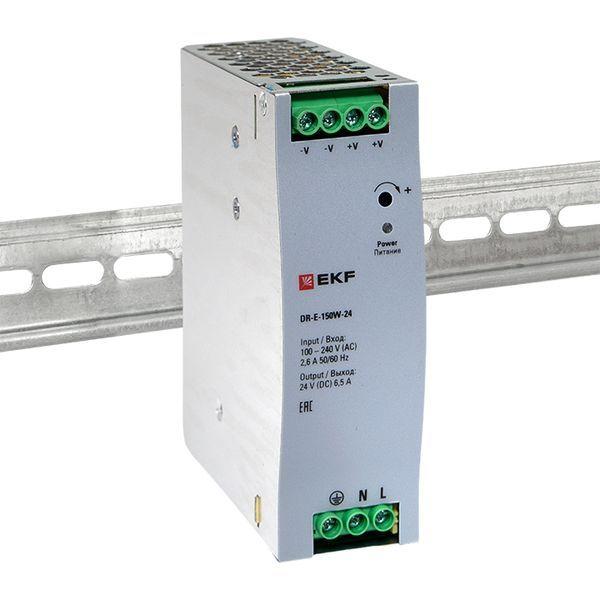 Блок питания на DIN-рейку 150Вт Uвх ~ 220В AC Uвых - 24В DC постоянного тока EKF DR-E-150W-24