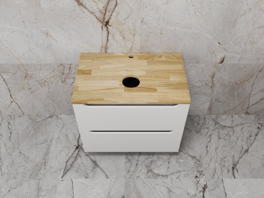 Тумба подвесная "Бали 70" 2 ящика со столешницей БЕЛЫЙ СОФТ