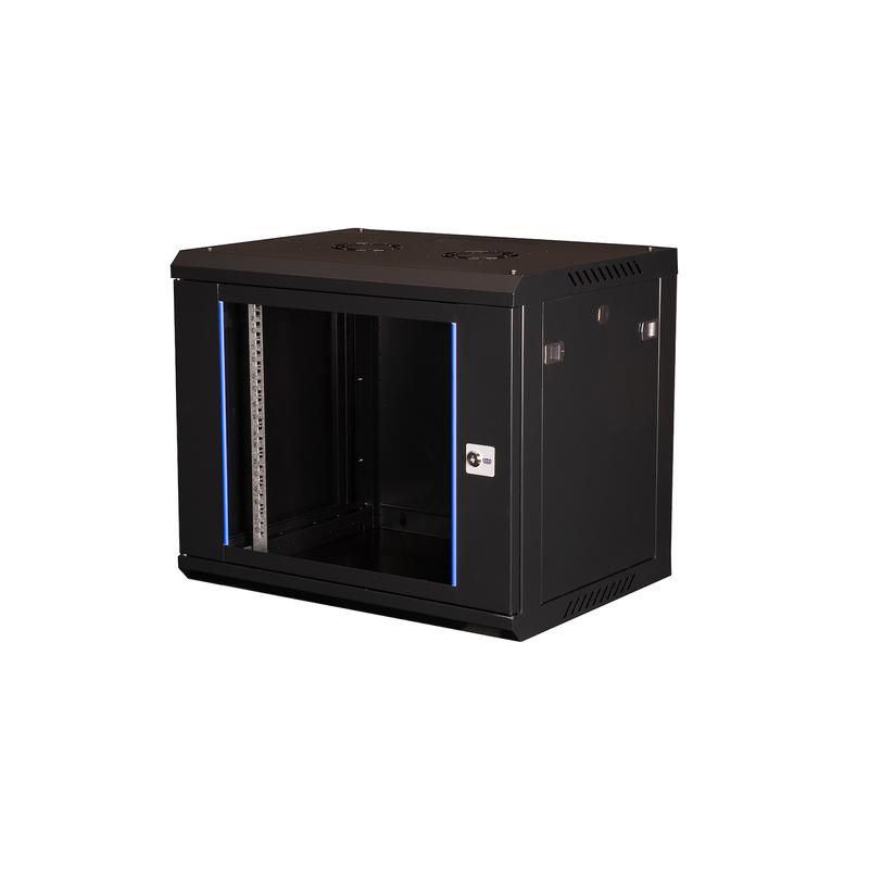 Шкаф телекоммуникационный настен. 19дюйм 9U 501х600х450мм дверь стекло черн. Datarex DR-632001