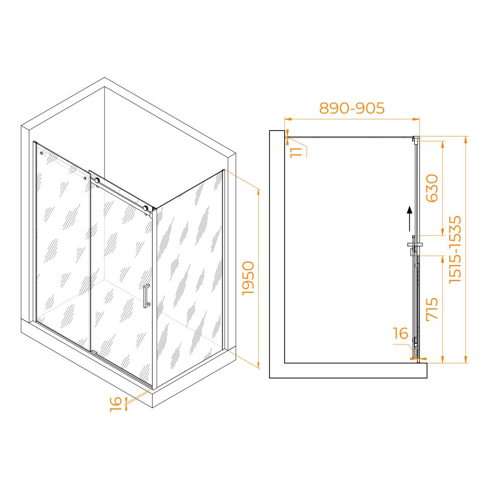 Душевой уголок RGW TO-44-1B (TO-14B + Z-060-2B), 020744159-14