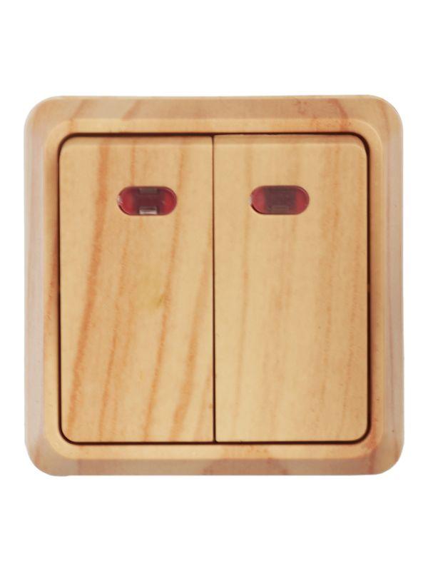 Выключатель 2-кл. ОП Октава 10А IP20 ВС20-2-1-ОС с индикацией сосна GENERICA EVO21-K03-10-DC