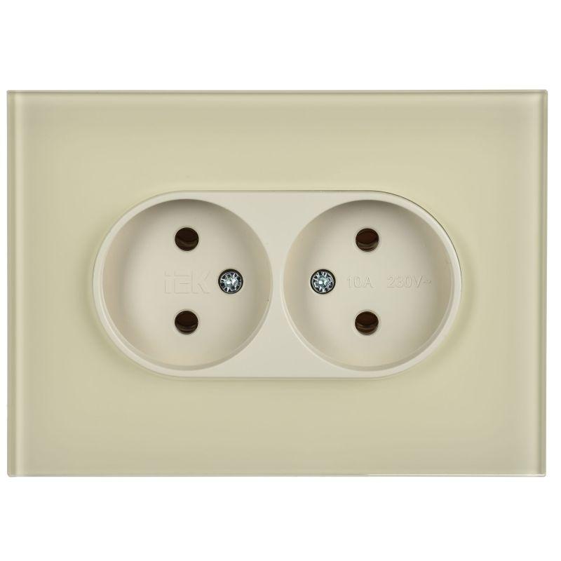 Розетка 2-м SKANDY 10А без заземл. без защ. шторок для плоской вилки SK-R03B беж. IEK SK-R20-10-K10