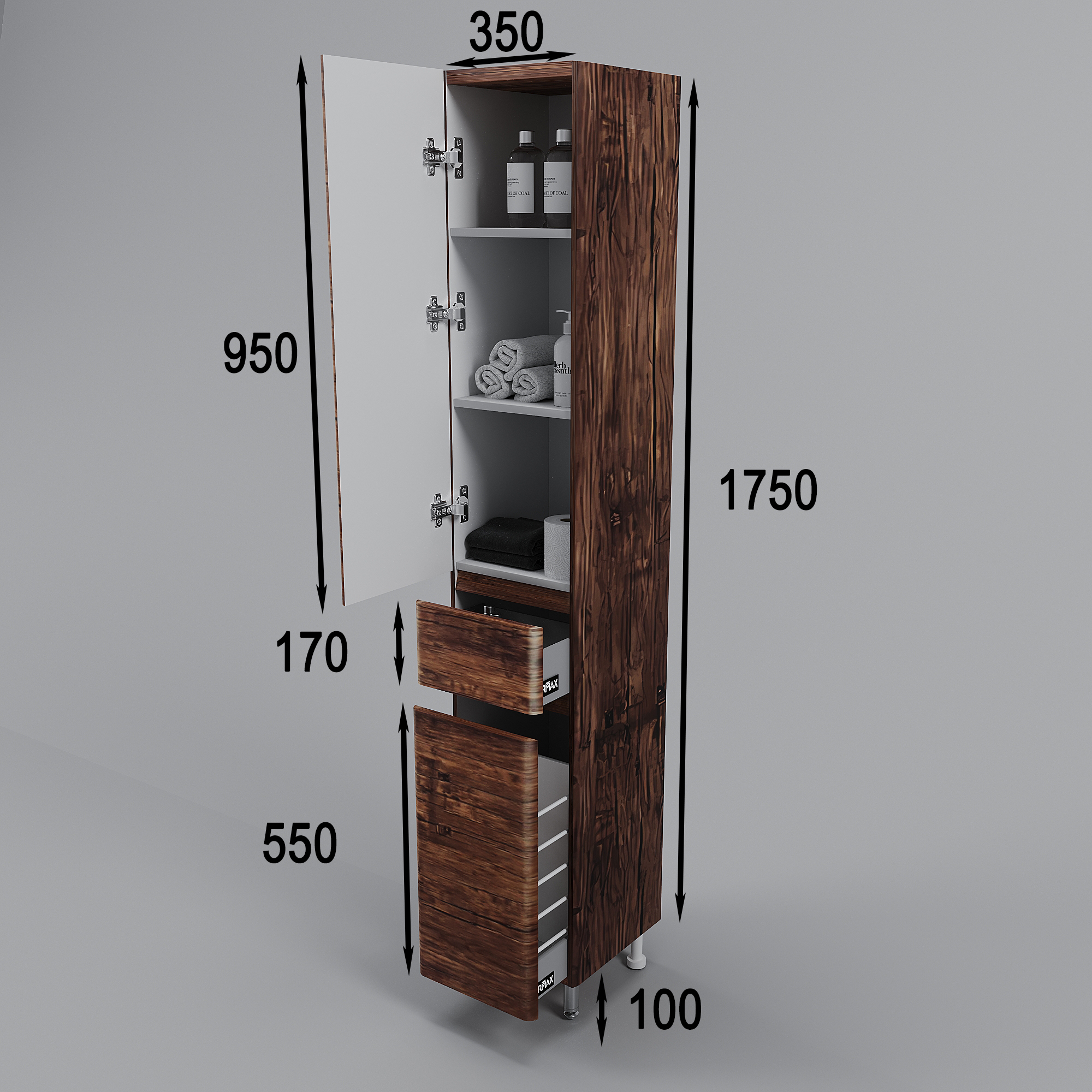 Колонна универсальная "Атлантика 35 L" с корзиной, Люкс старое дерево, PLUS