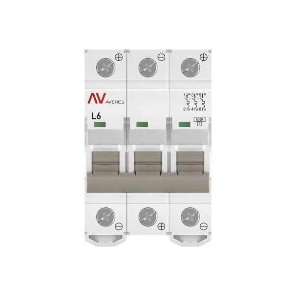 Выключатель автоматический модульный 3п L 6А 6кА AV-6 DC AVERES EKF mcb6-DC-3-06L-av