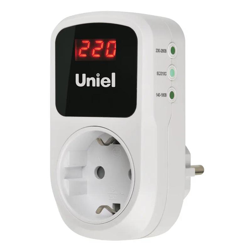 Реле напряжения 1ф UBR-E35 WHITE 16А 3.5Вт с заземл. бел. Uniel UL-00012537