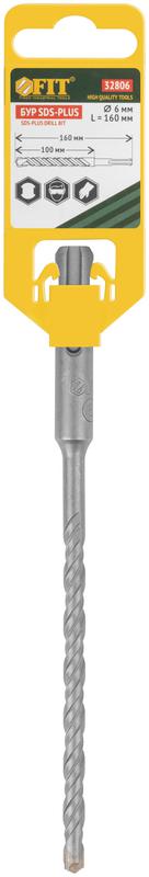 Бур по бетону SDS PLUS профи W-образная вставка двойная спираль 6х160мм FIT 32806