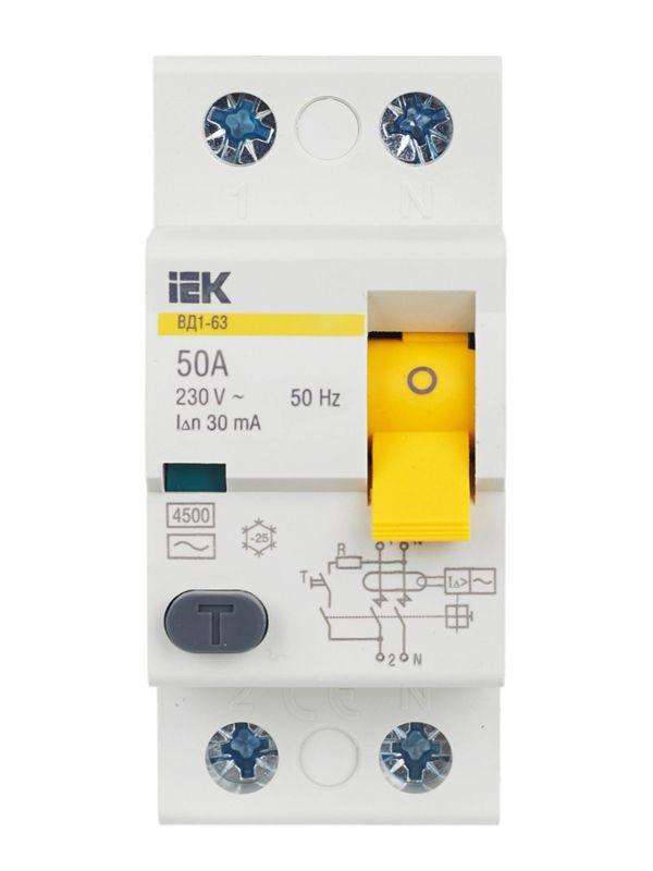 Выключатель дифференциального тока (УЗО) 2п 50А 30мА тип AC ВД1-63 KARAT IEK MDV10-2-050-030