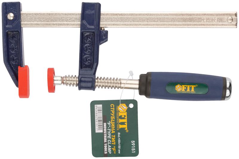 Струбцина тип "F" усиленная мягкая ручка 50х150мм FIT 59151